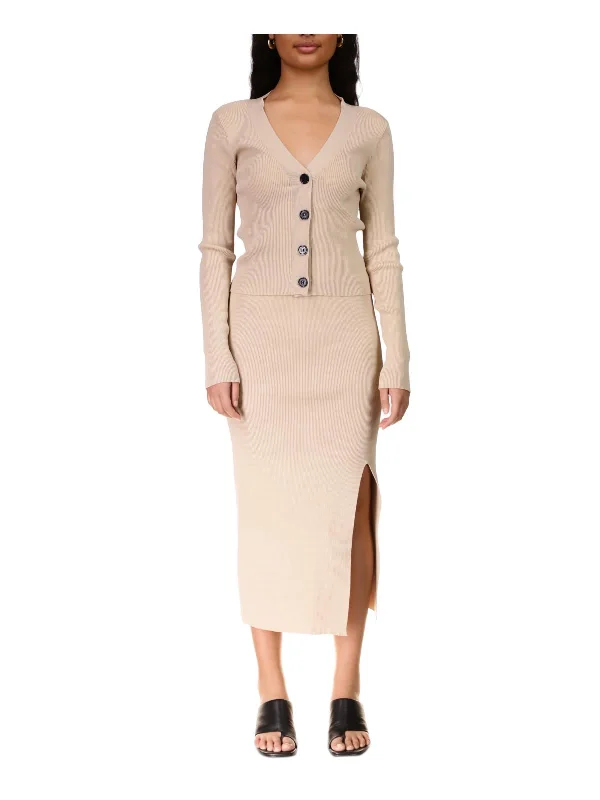 Elegant Design Sugar Spice Womens Knit Ribbed Midi Skirt