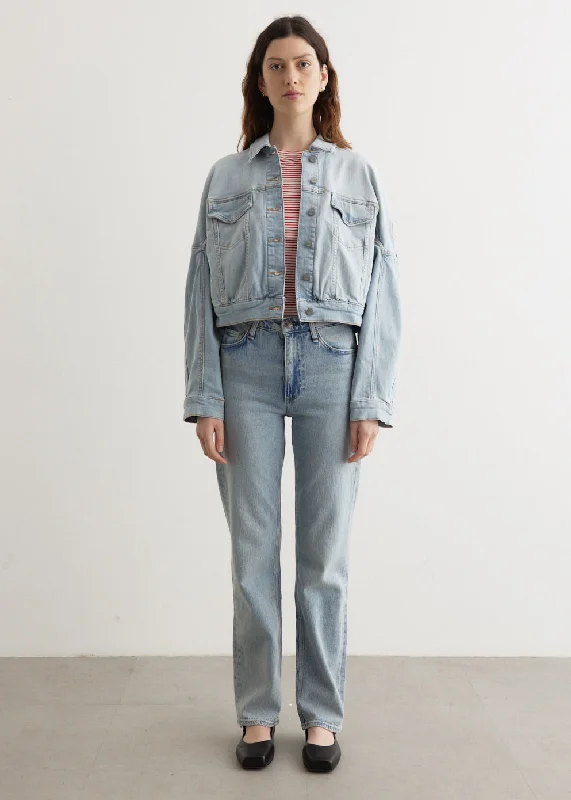 Comfortable And Casual Tint Denim Bomber Jacket