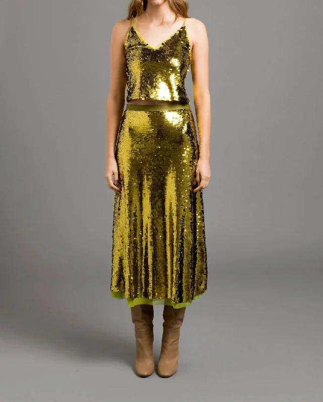 Noble And Elegant Tiny Dancer Skirt In Avocado Shine