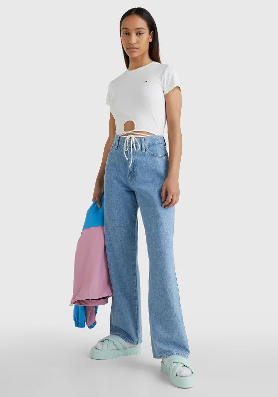 Fashionable And Fashionable Tommy Jeans Betsy Loose Leg Jeans, Light Blue