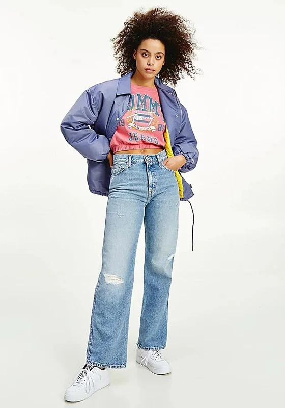 French Style Tommy Jeans Womens Betsy Straight Leg Jeans, Light Blue