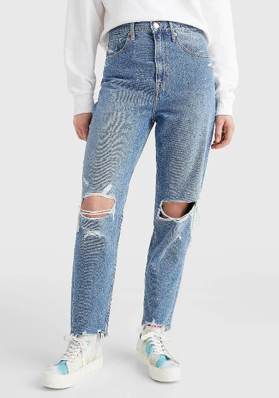 Comfortable And Casual Tommy Jeans Womens Ultra High Mom Jeans, Medium Denim Blue
