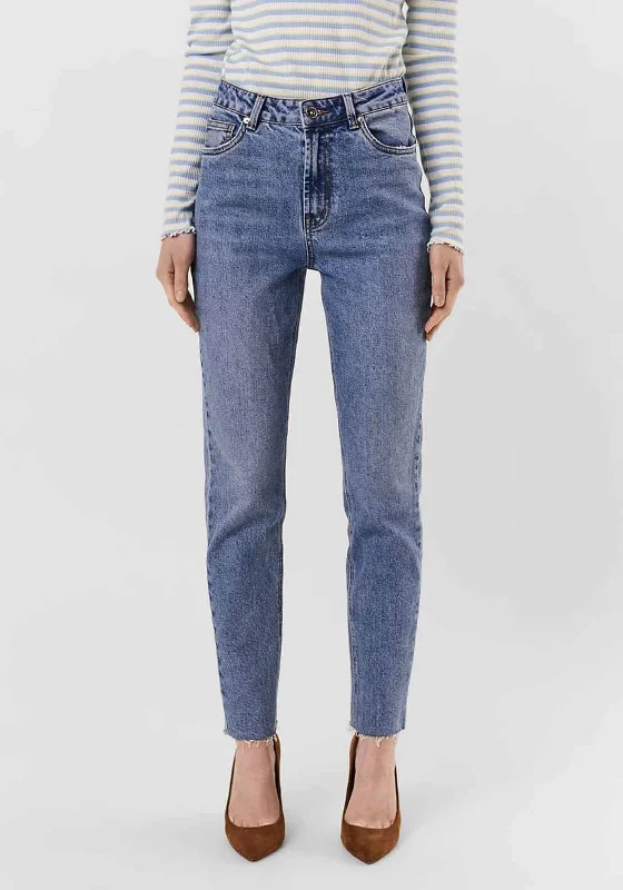 Short Design Vero Moda Brenda High Rise Straight Leg Jeans, Light Blue Denim