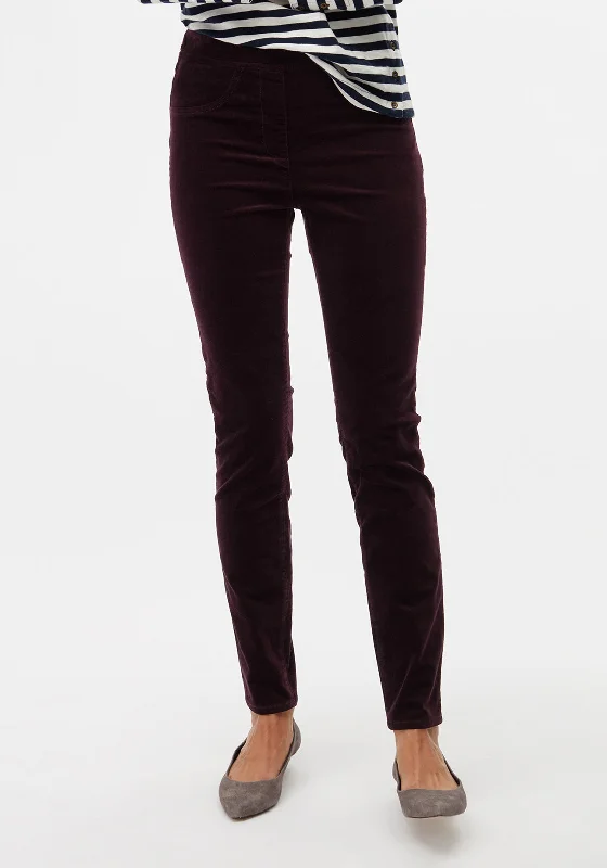 French Style White Stuff Hazel Velvet Jeggings, Galaxy Purple