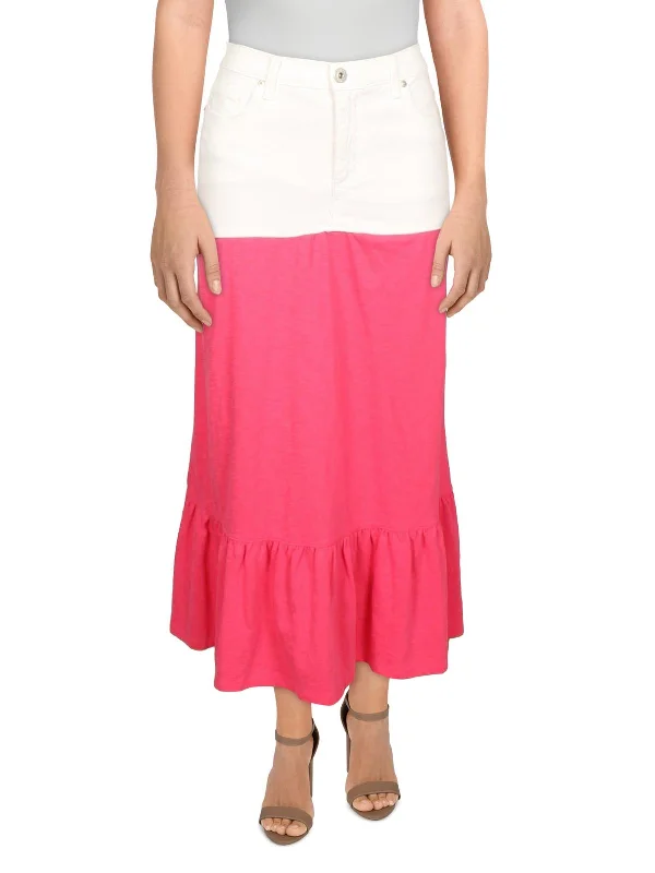 Goddess Style Womens Denim Slub Maxi Skirt