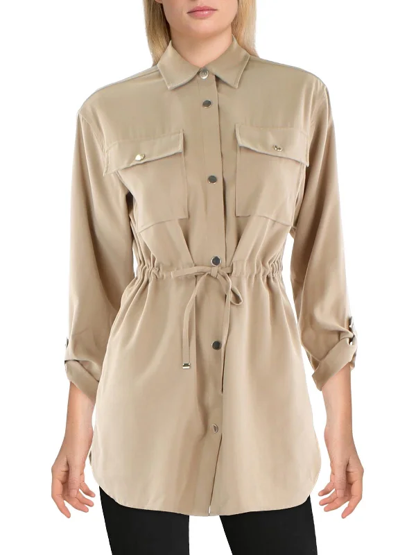 Cute Design Womens Woven Pockets Belted