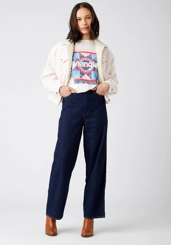 Exclusive Customization Wrangler High Rise Barrel Leg Jeans, Dark Denim