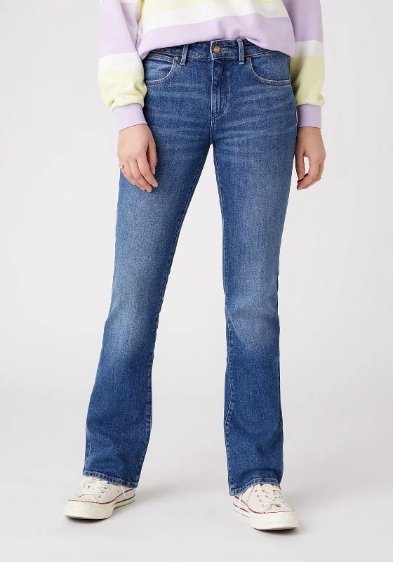 Retro Fashion Wrangler Slim Fit Bootcut Jeans, Air Blue