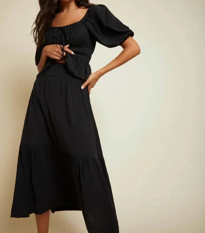 Goddess Style Yasmine Midi Skirt In Black