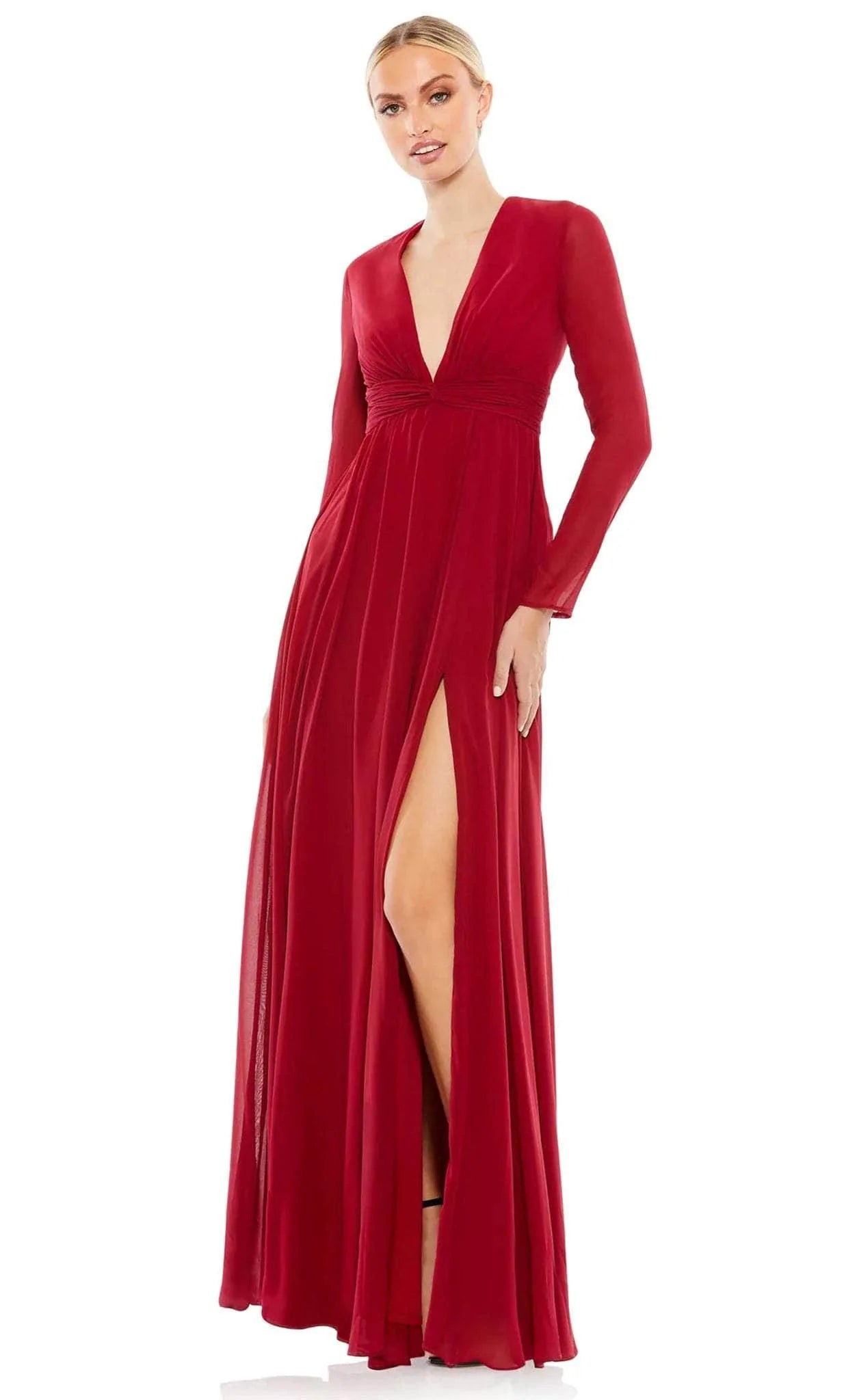 Luxury Style Ieena Duggal 55680 - Chiffon Long-Sleeved Formal Dress