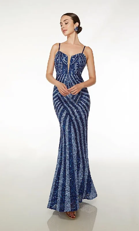 Embroidery Design Alyce Plunging Sequin Prom Dress 61608