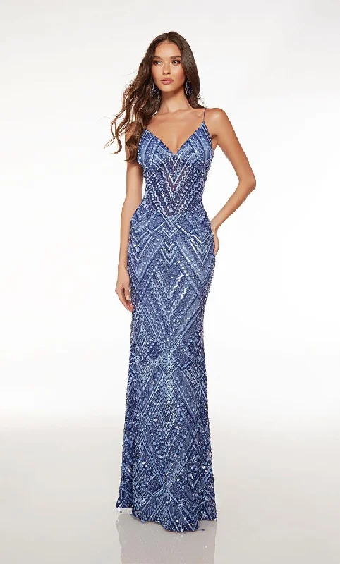 Personalized Wear Alyce Geometric Sequin Prom Dress 61609