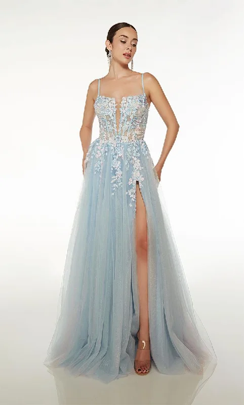 Comfortable Mind Alyce Paris Floral Lace A-Line Prom Dress 61673