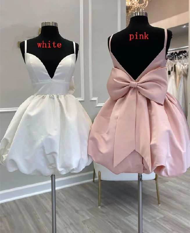 Elegant Design White A-Line Straps Short Party Dress Cute Homecoming Dress, DP2965