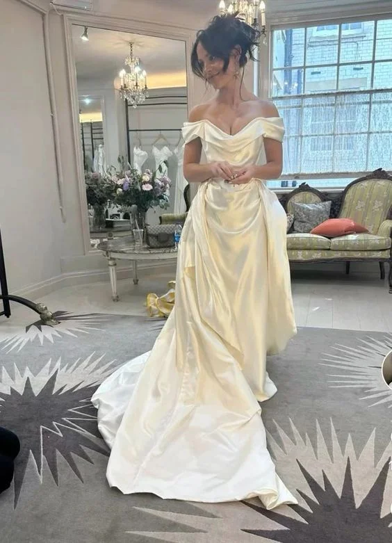 Eye-catching Personality White Off Shoulder A-Line Long Prom Dress Wedding Dress, DP2926 Eye-catching Personality White Off Shoulder A-Line Long Prom Dress Wedding Dress, DP2926