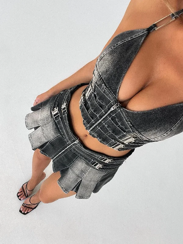 Sweet Style ALEXANDRA TOP BLACK DENIM