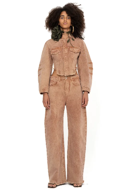 Unique Prints BROWN BOYFRIEND TROUSERS