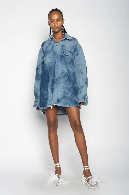High Street Fashion BLUE TIE DYE DENIM OVERSHIRT