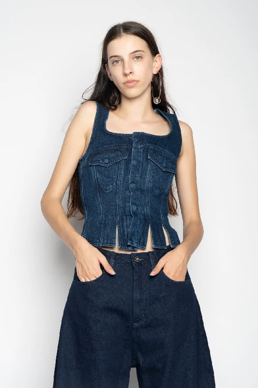 Street Cool DENIM CORSET IN NAVY BLUE