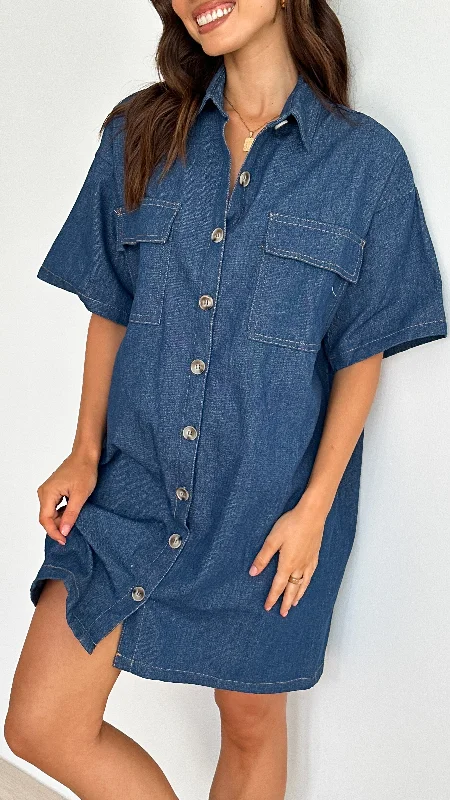 Boutique Recommendation Laksha Mini Dress - Dark Denim