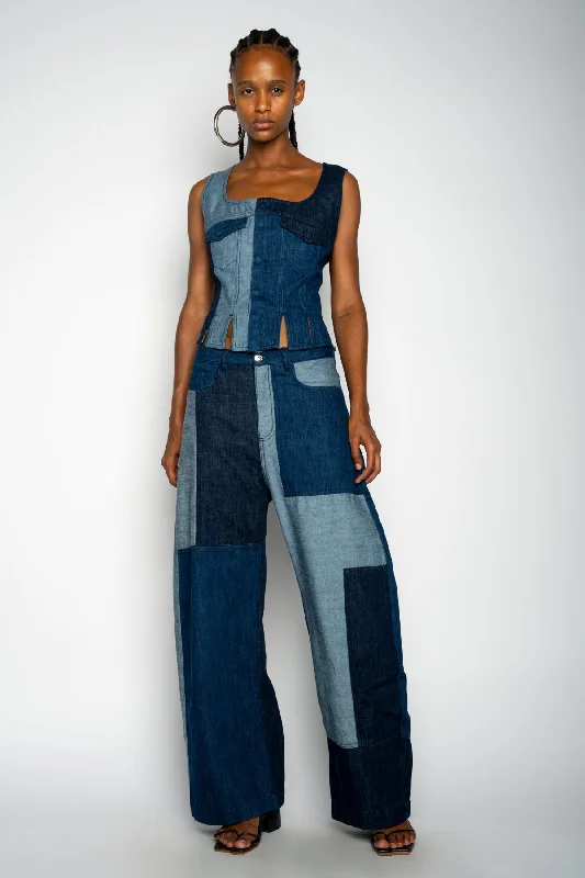 British Fashion MIXED DENIM BOYFRIEND TROUSERS