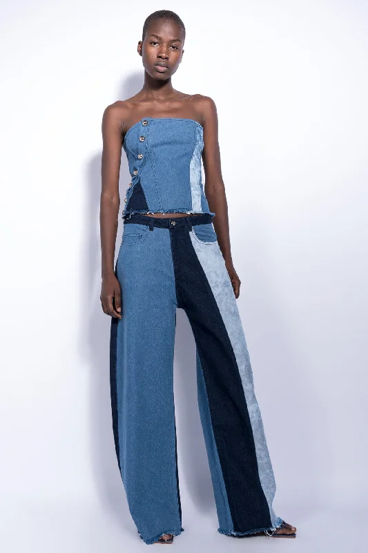 Double-sided Wear PATCHWORK DENIM BOYFRIEND TROUSERS