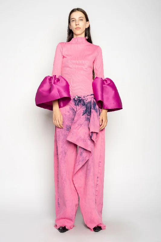 Exquisite Craftsmanship PINK BOYFRIEND TROUSERS WITH BIG BOW
