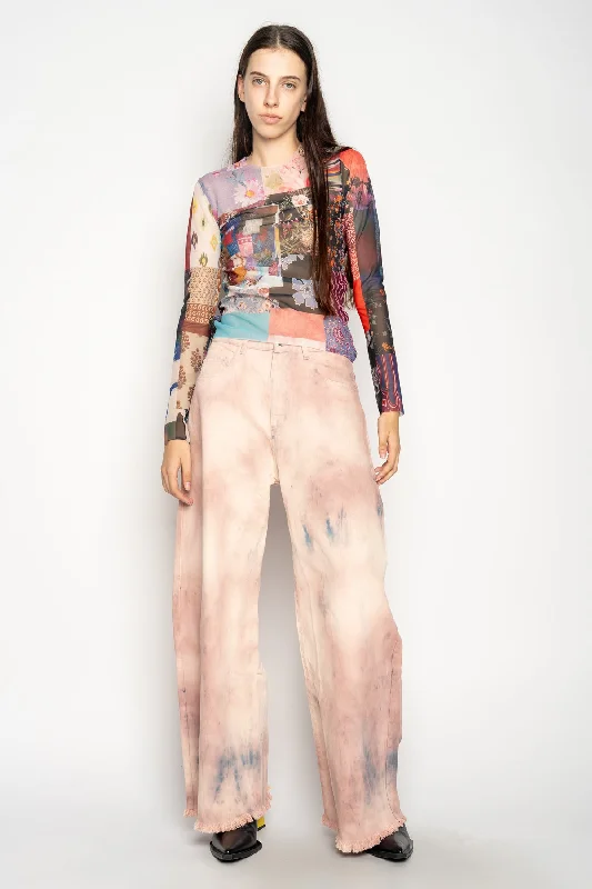 Fashion Innovation PINK TIE DYE BOYFRIEND TROUSERS