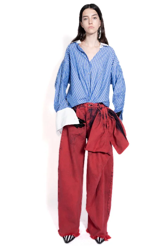 Urban Style RED BOYFRIEND TROUSERS WITH BIG BOW