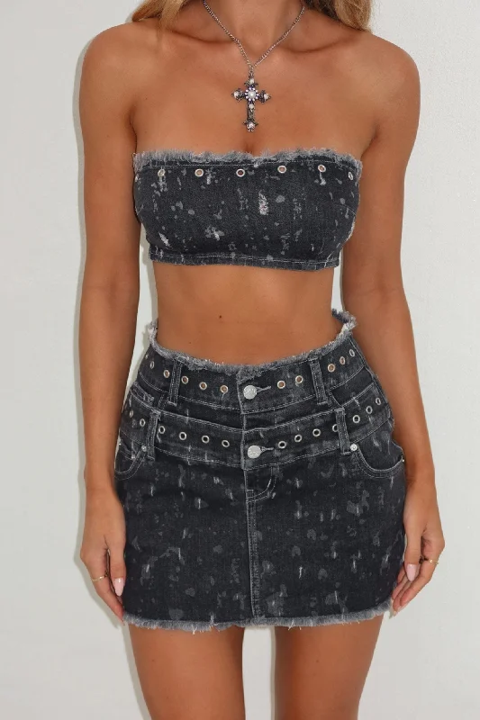 Eye-catching Personality STARLYNN CROP TOP BLACK WASH