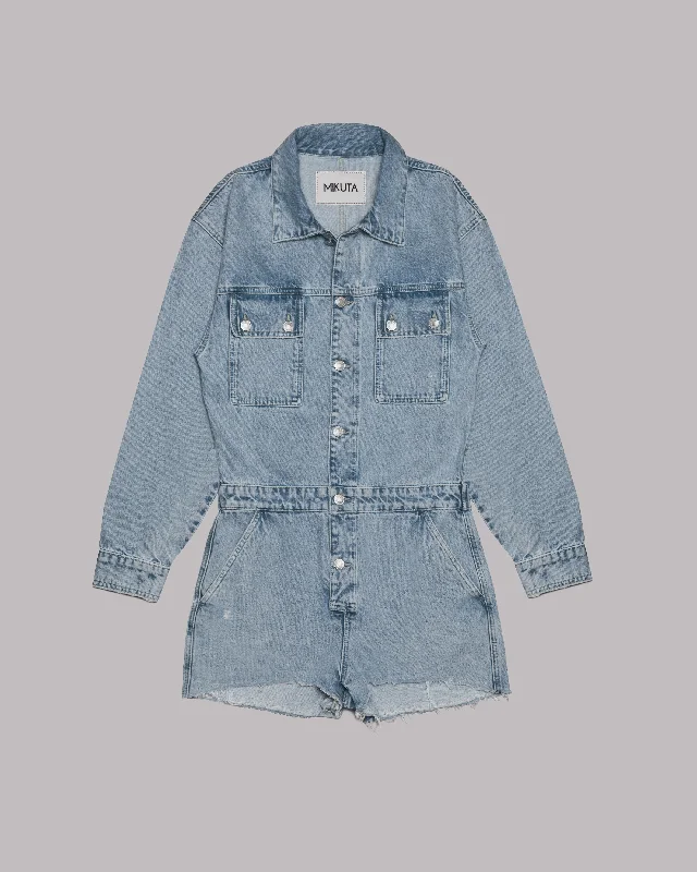 Classic Style The Blue Short Denim Jumpsuit