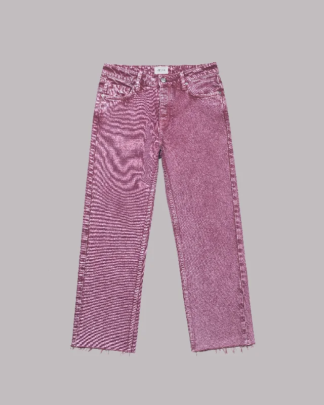 Simple And Comfortable The Pink Faded Cropped Straight Jeans