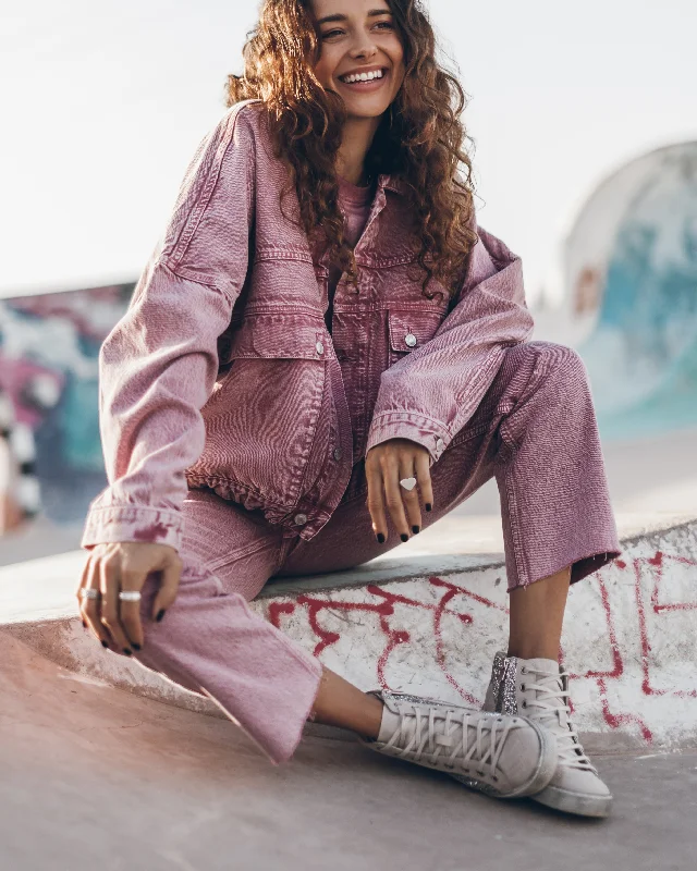 High-quality Styles The Pink Faded Denim Jacket
