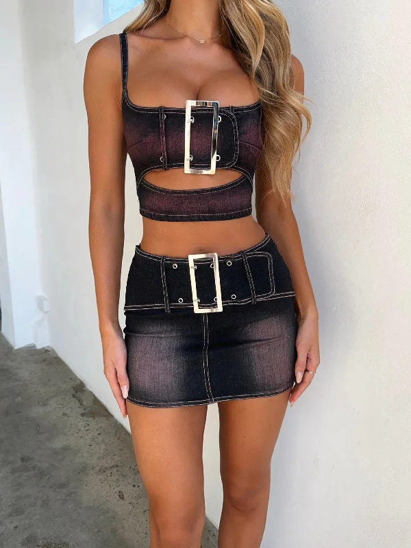 Youthful Vitality ZEV CROP TOP PINK DENIM
